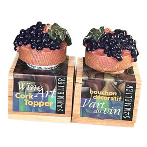 Set Of 2 New Wine Art Cork Toppers, Sommelier. Total 13 sets available